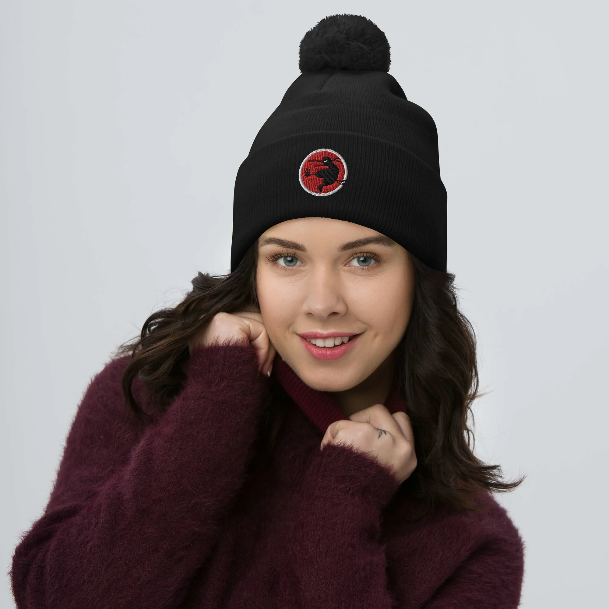 Ninja Kiwi Logo Pom-Pom Beanie - Image 6