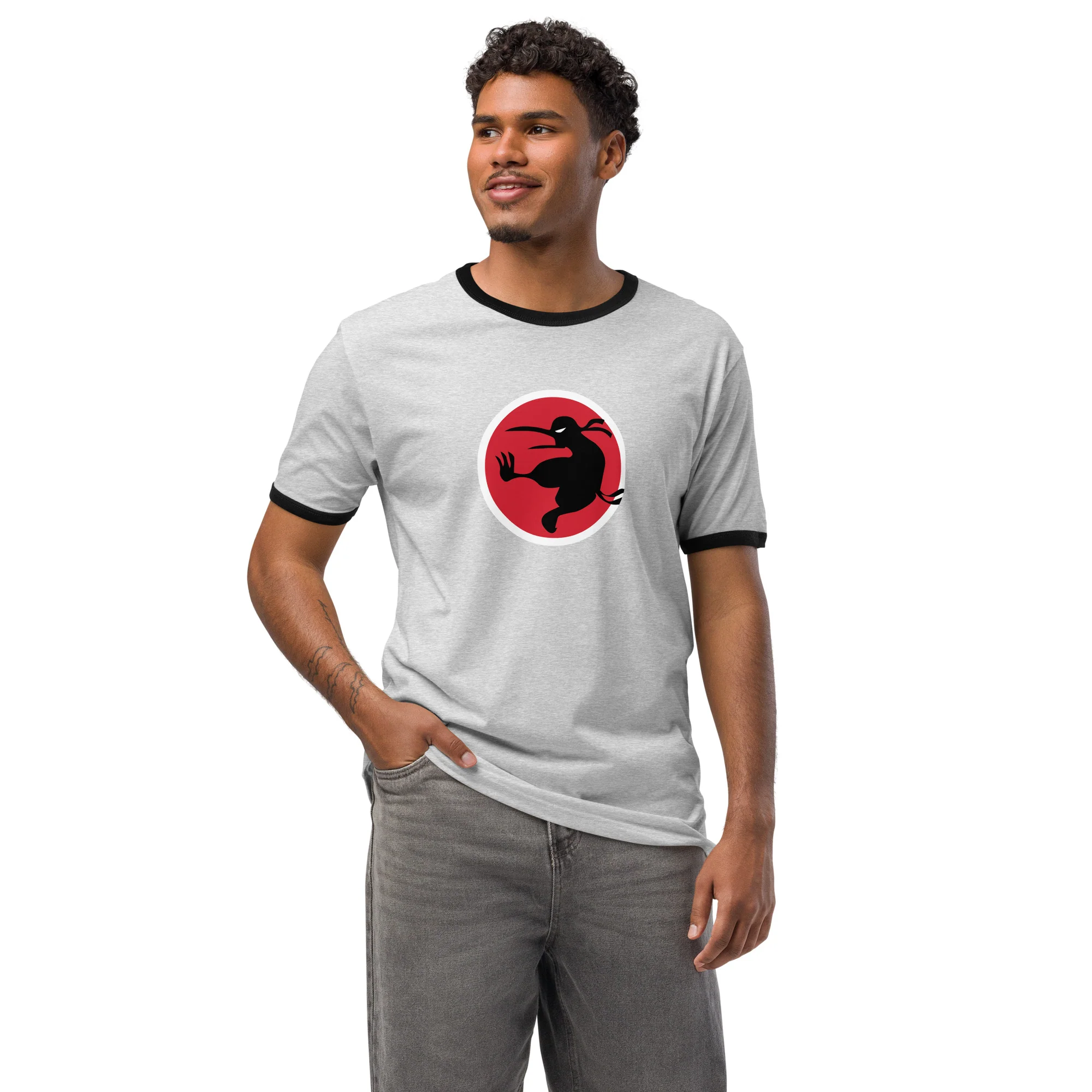 Ninja Kiwi Logo Ringer Shirt (Unisex) - Image 3