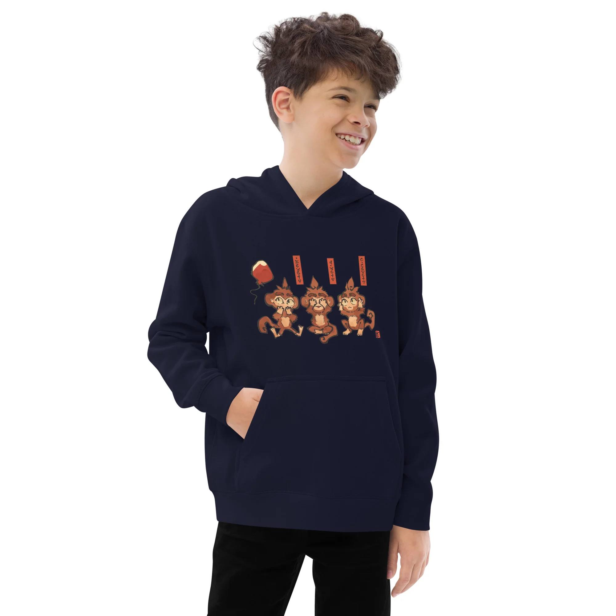 Three Wise Monkeys Fleece Hoodie (Kids/Youth) - Image 10