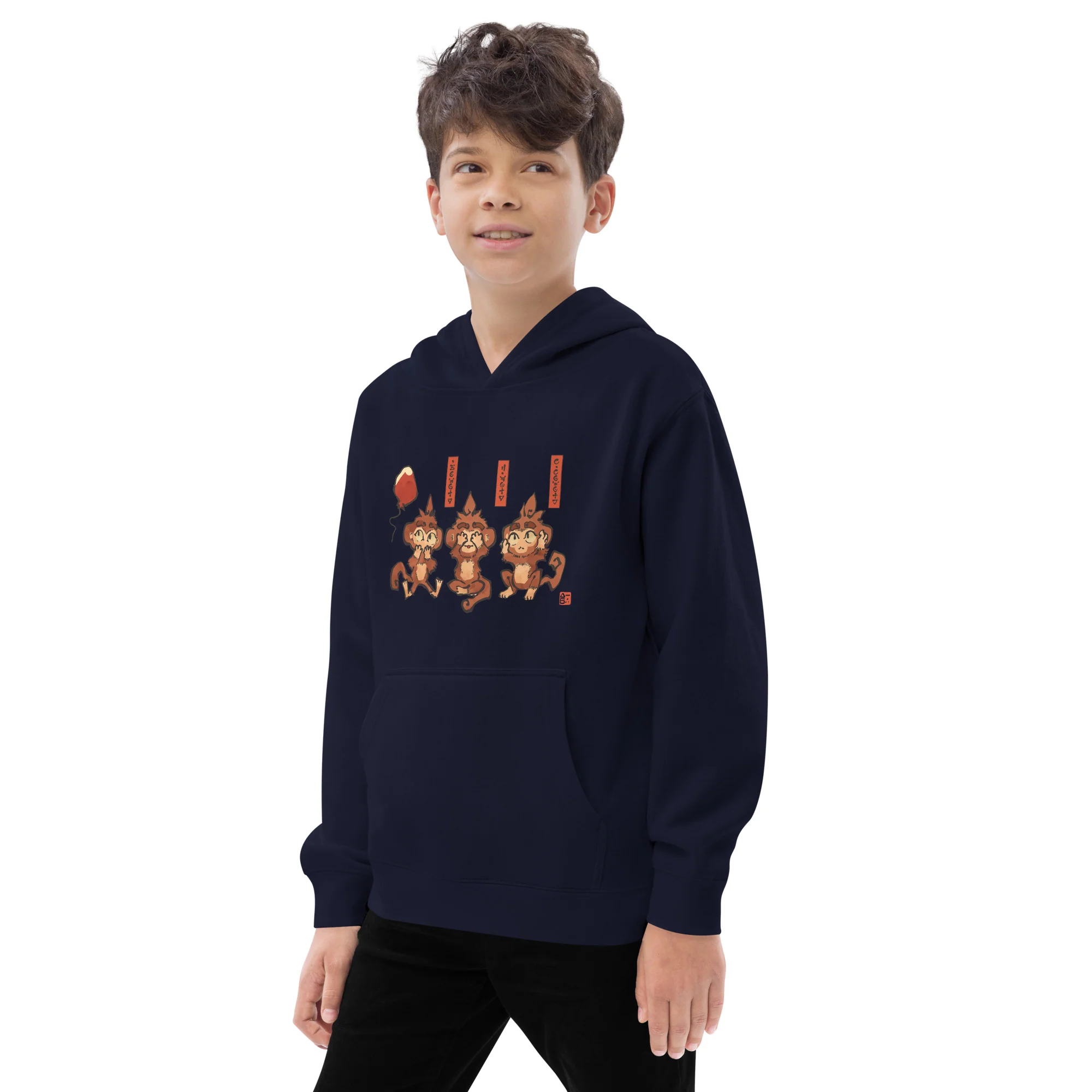 Three Wise Monkeys Fleece Hoodie (Kids/Youth) - Image 11