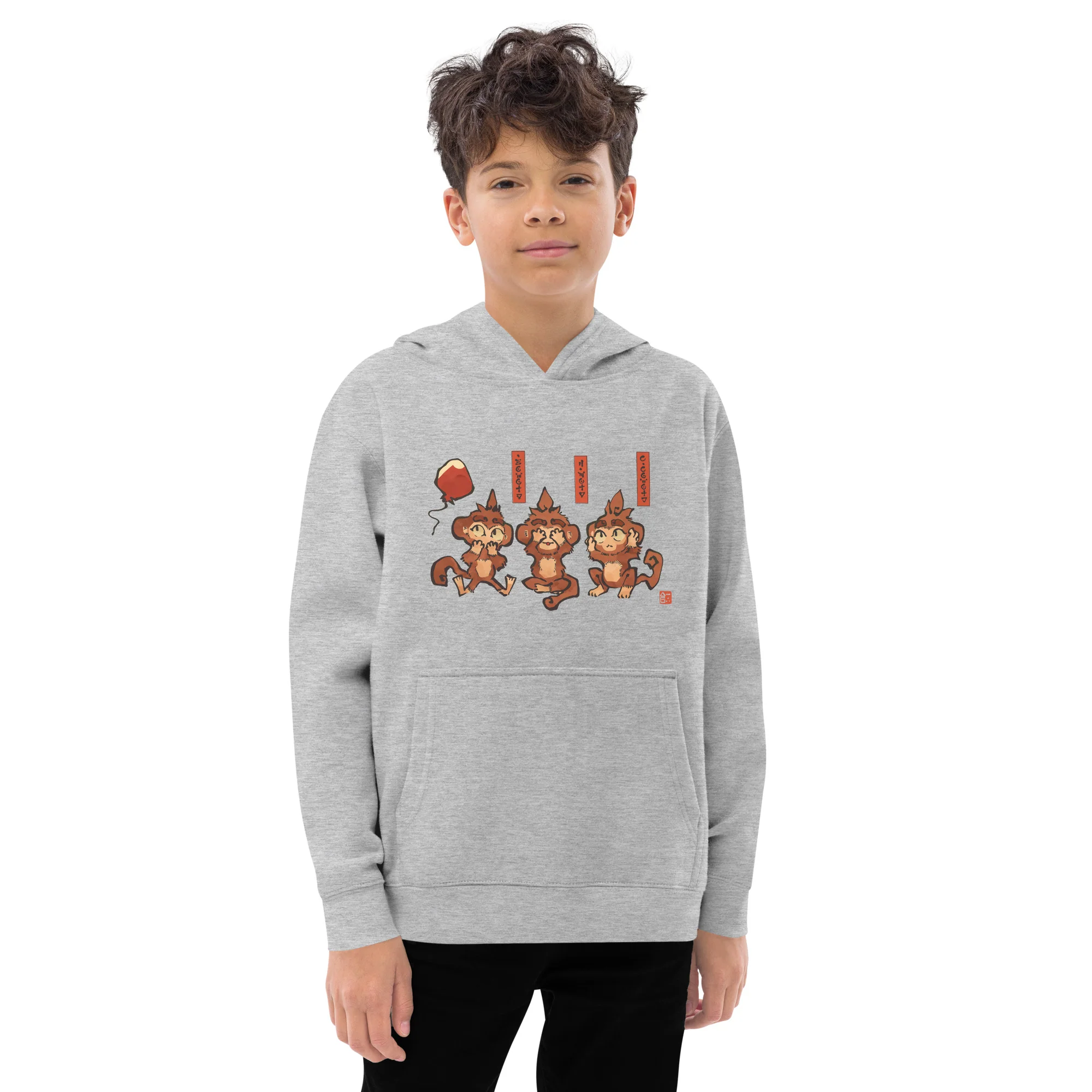 Three Wise Monkeys Fleece Hoodie (Kids/Youth) - Image 12