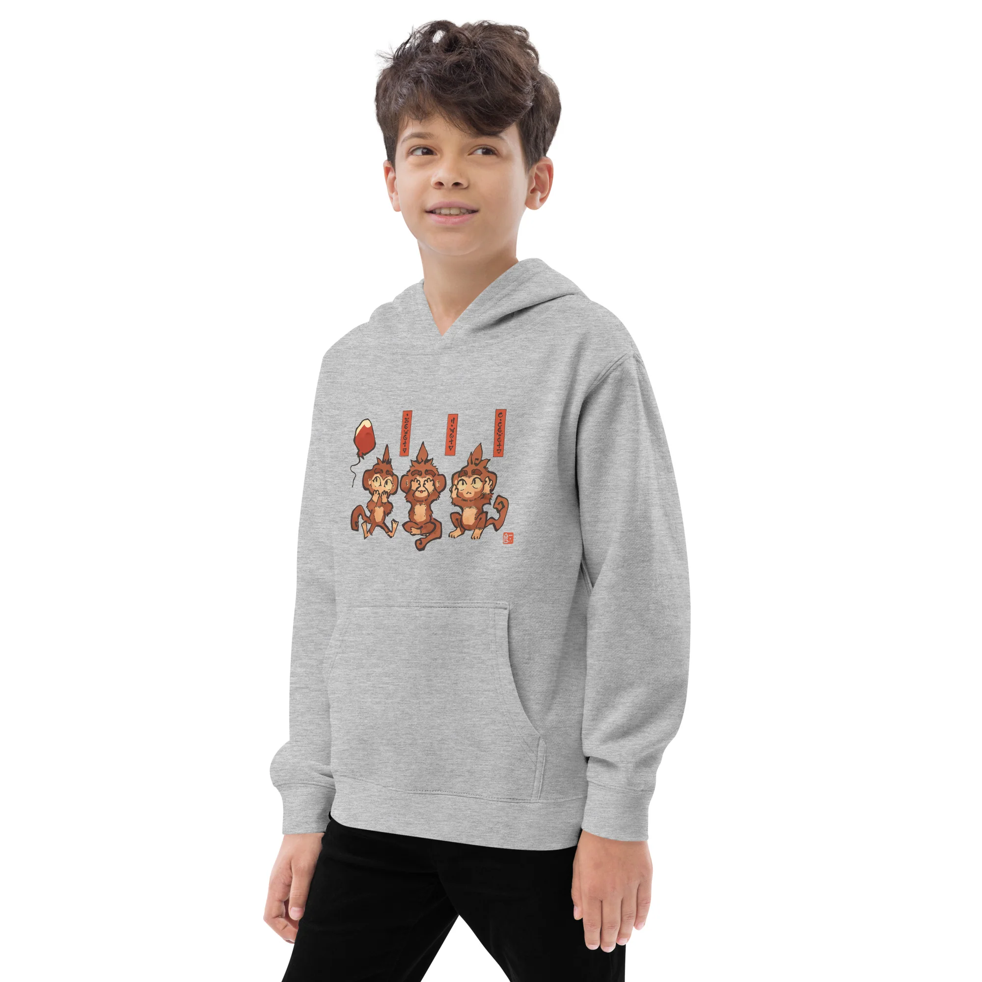 Three Wise Monkeys Fleece Hoodie (Kids/Youth) - Image 13