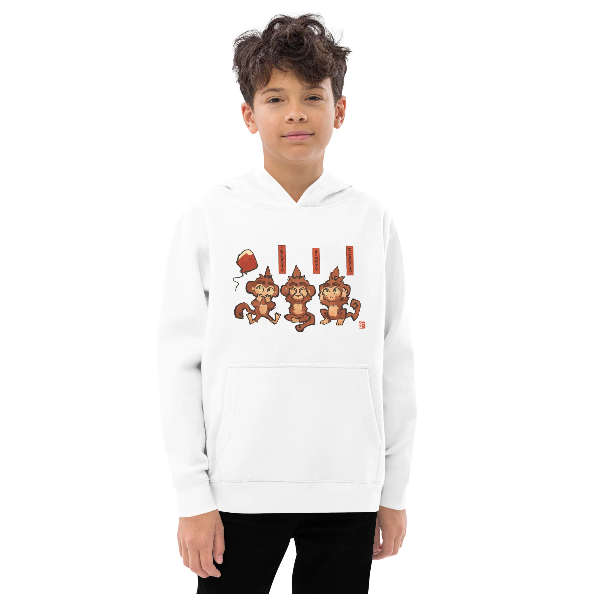 Three Wise Monkeys Fleece Hoodie (Kids/Youth) - Image 14