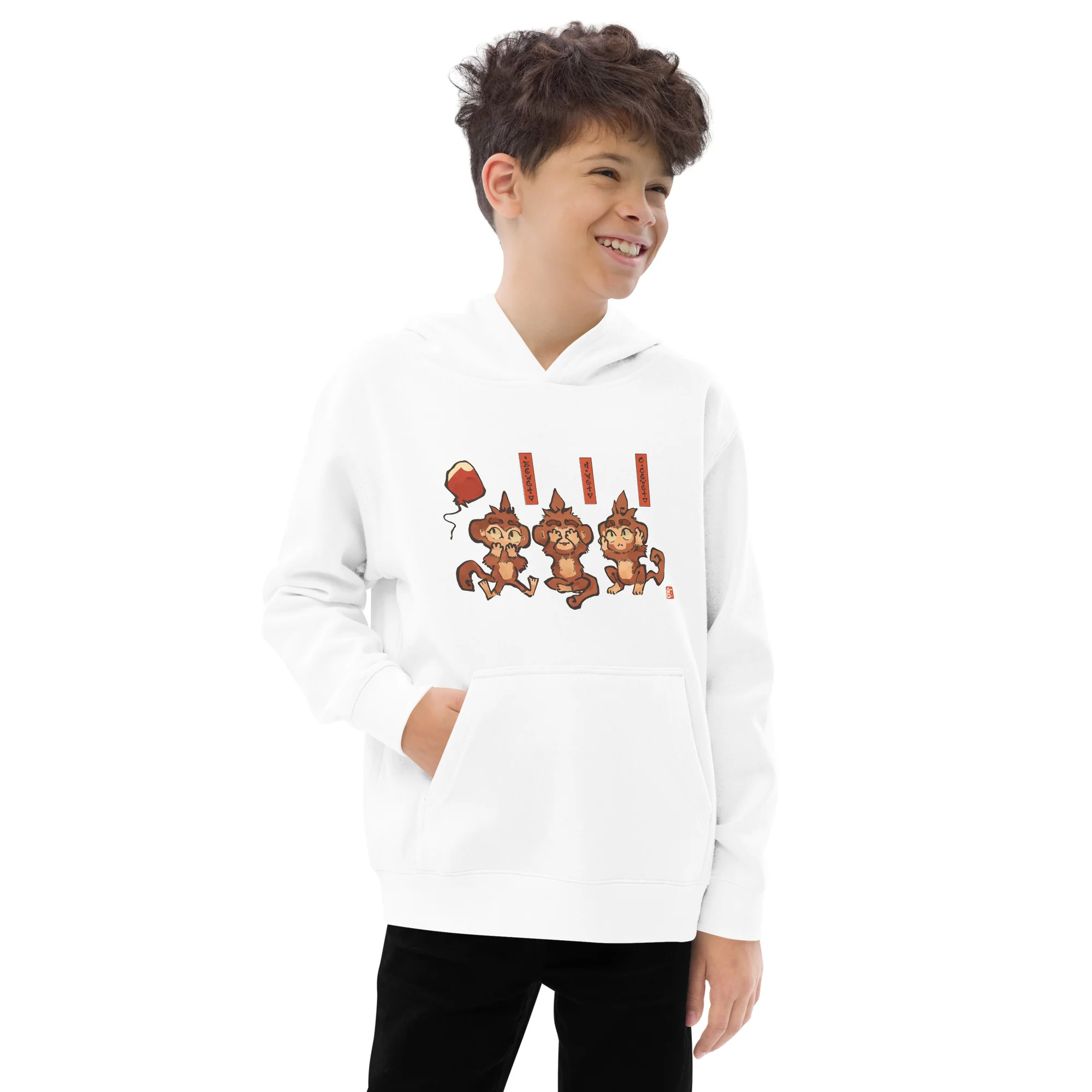 Three Wise Monkeys Fleece Hoodie (Kids/Youth) - Image 15