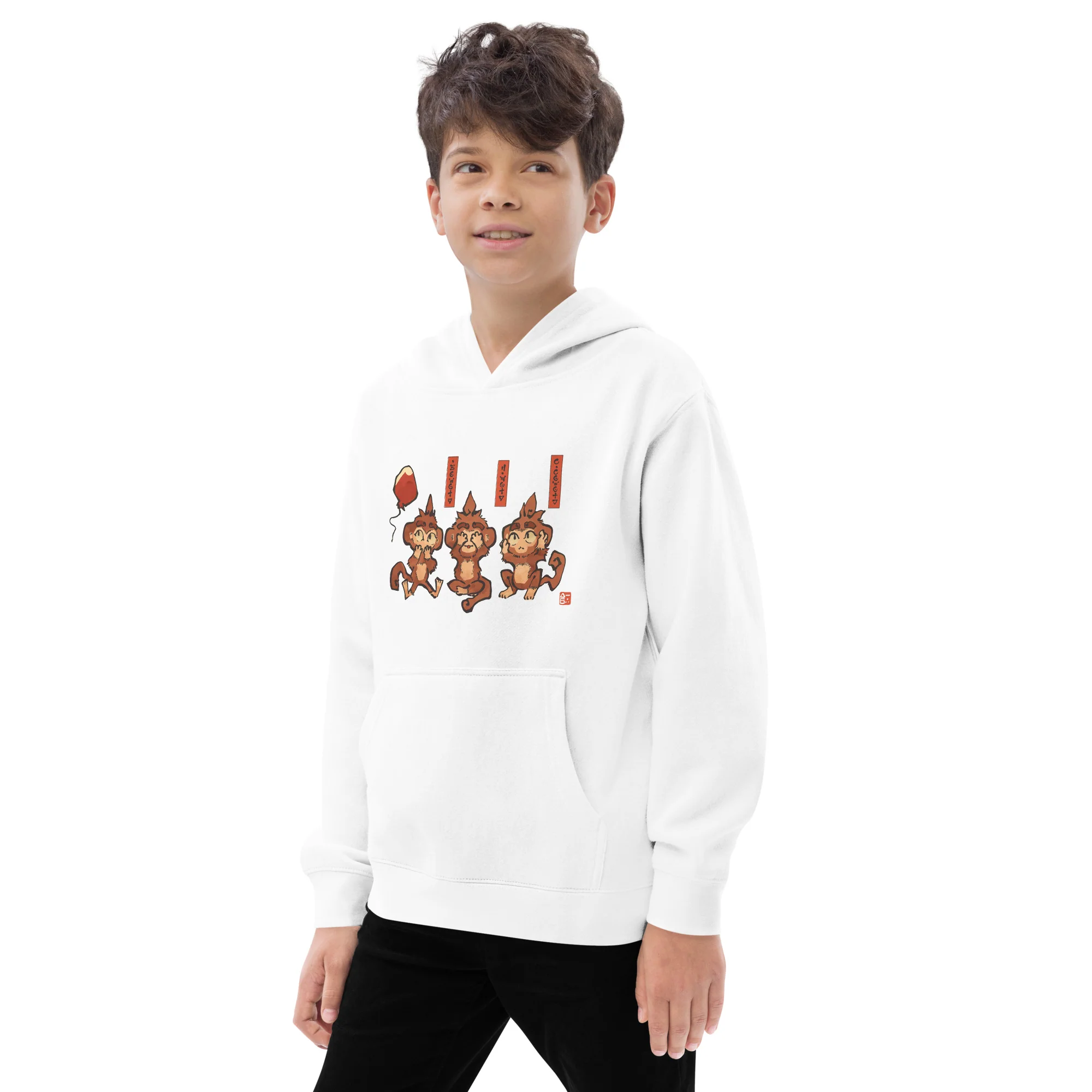 Three Wise Monkeys Fleece Hoodie (Kids/Youth) - Image 16