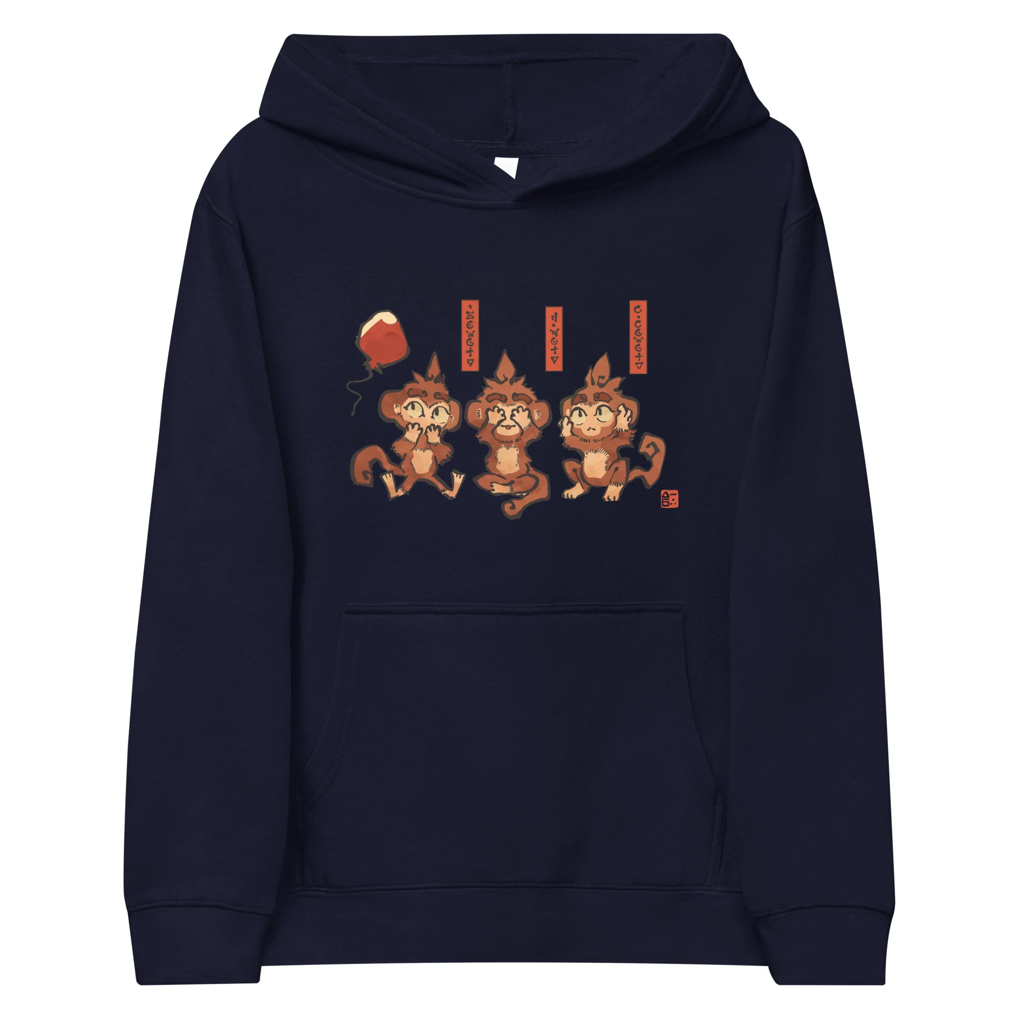 Three Wise Monkeys Fleece Hoodie (Kids/Youth) - Image 3