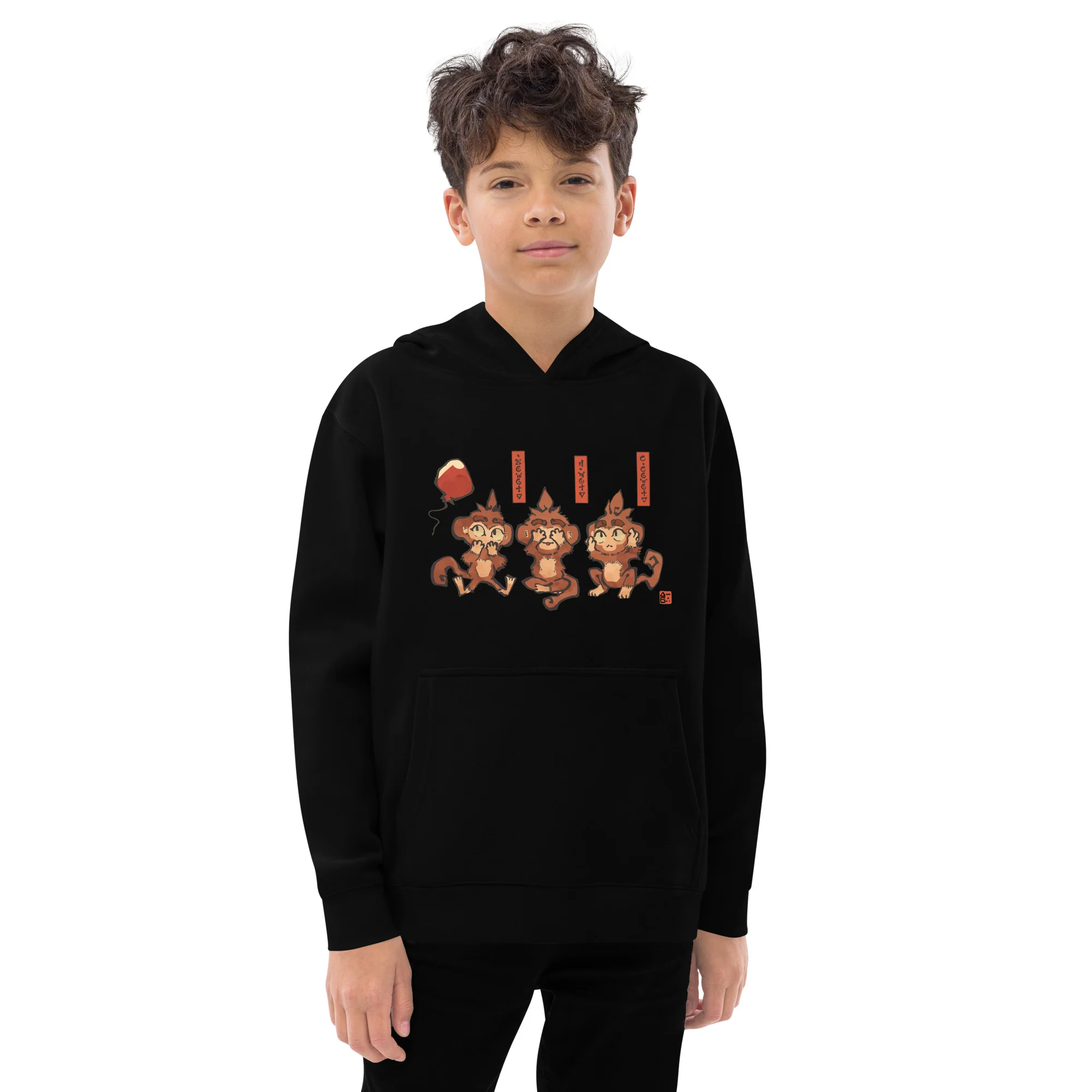Three Wise Monkeys Fleece Hoodie (Kids/Youth) - Image 6