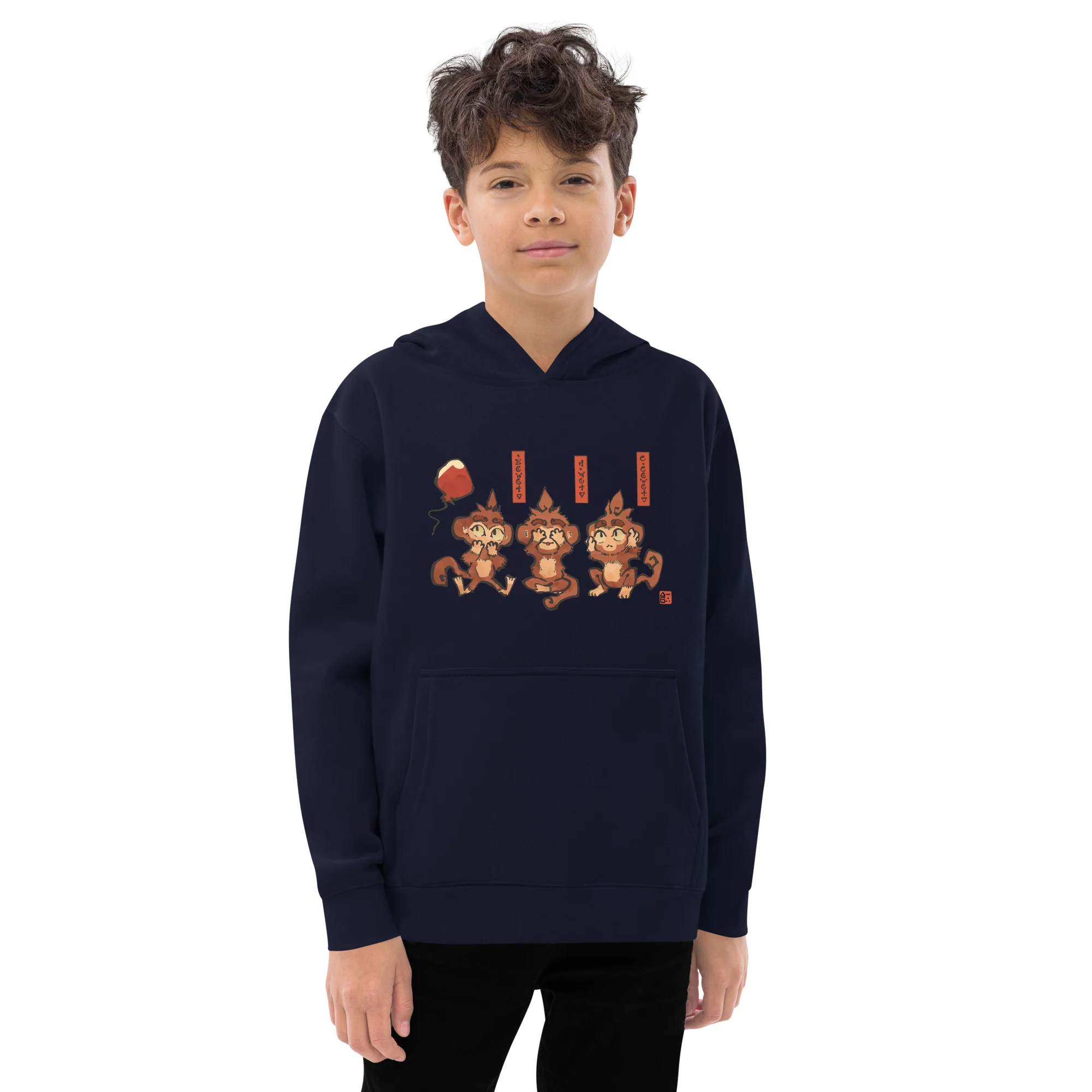 Three Wise Monkeys Fleece Hoodie (Kids/Youth) - Image 9