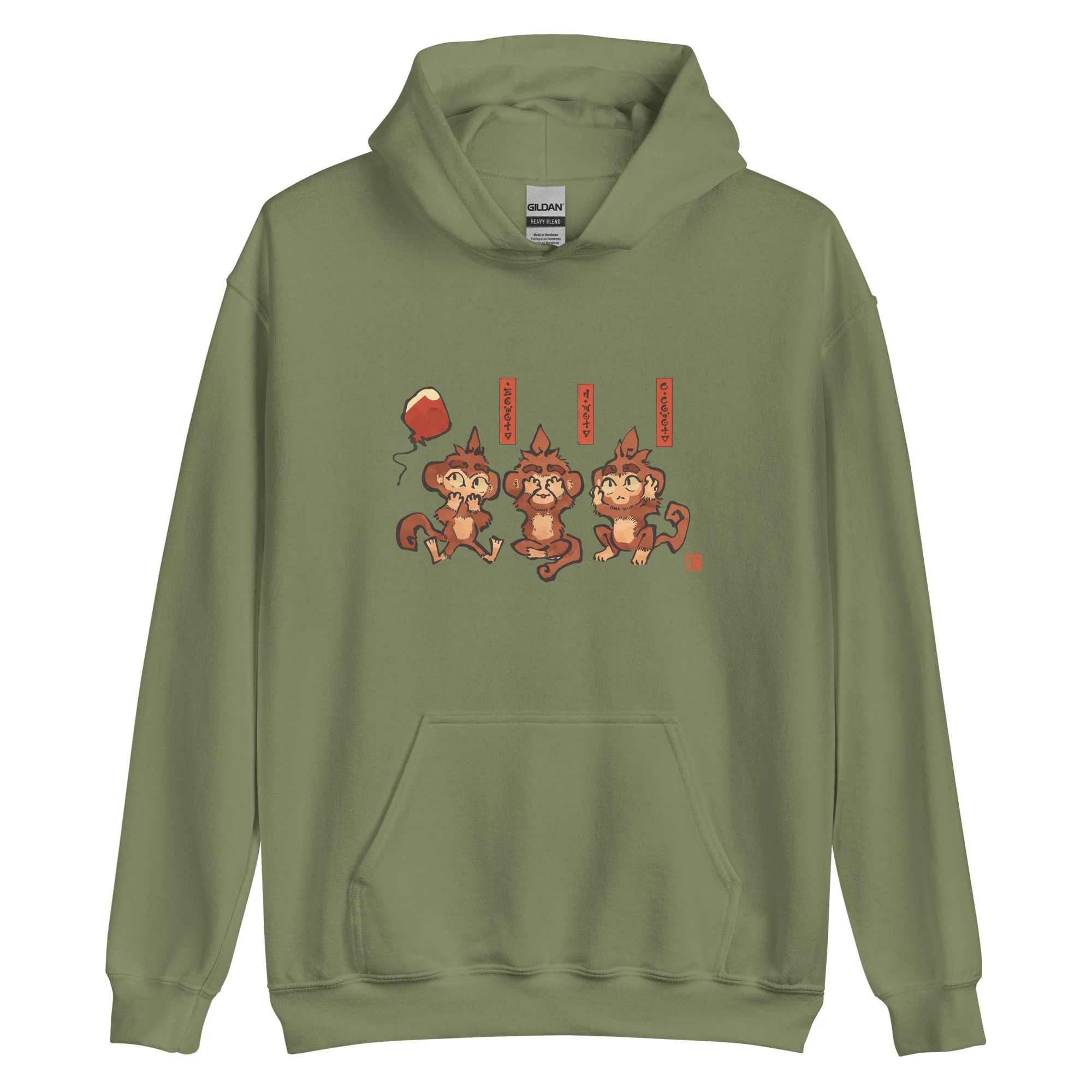 Three Wise Monkeys Hoodie (Unisex - Gildan) - Image 6