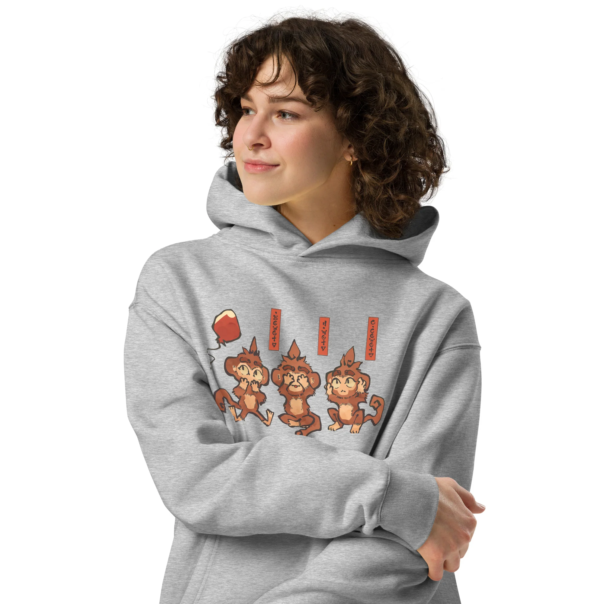 Three Wise Monkeys Premium Oversized Hoodie (Unisex) - Image 3