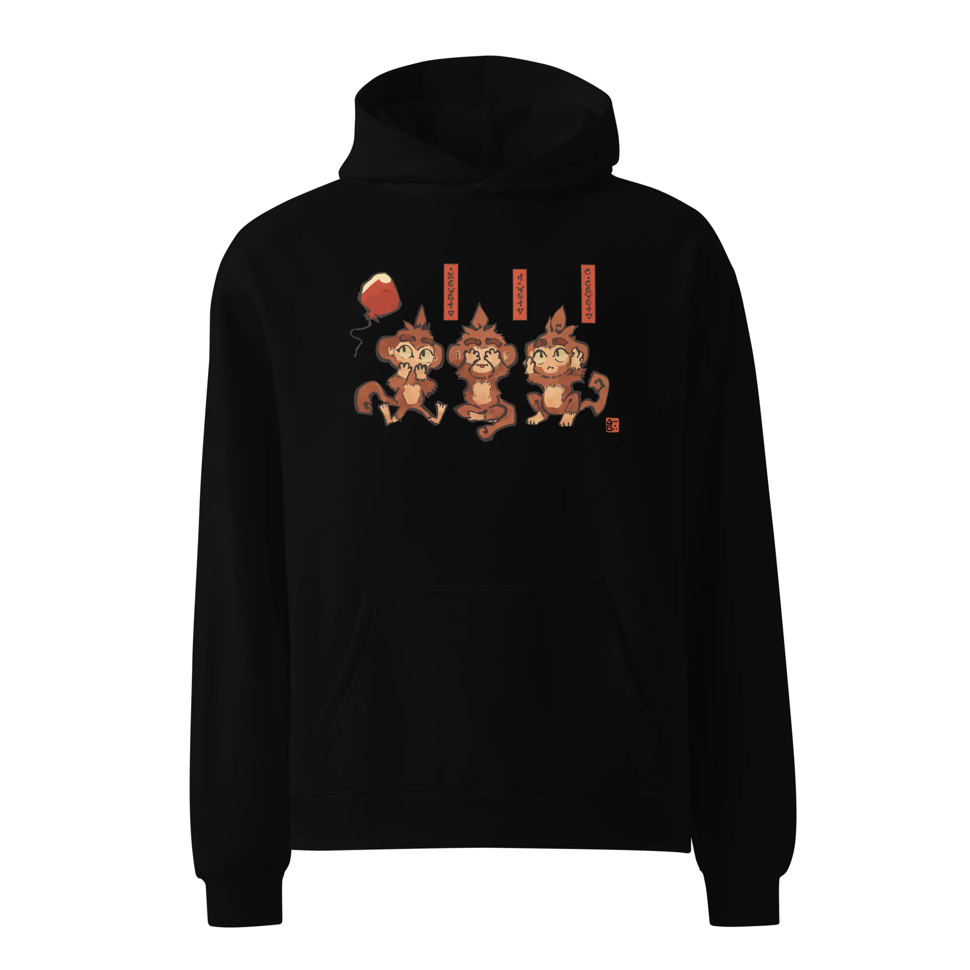 Three Wise Monkeys Premium Oversized Hoodie (Unisex) - Image 5