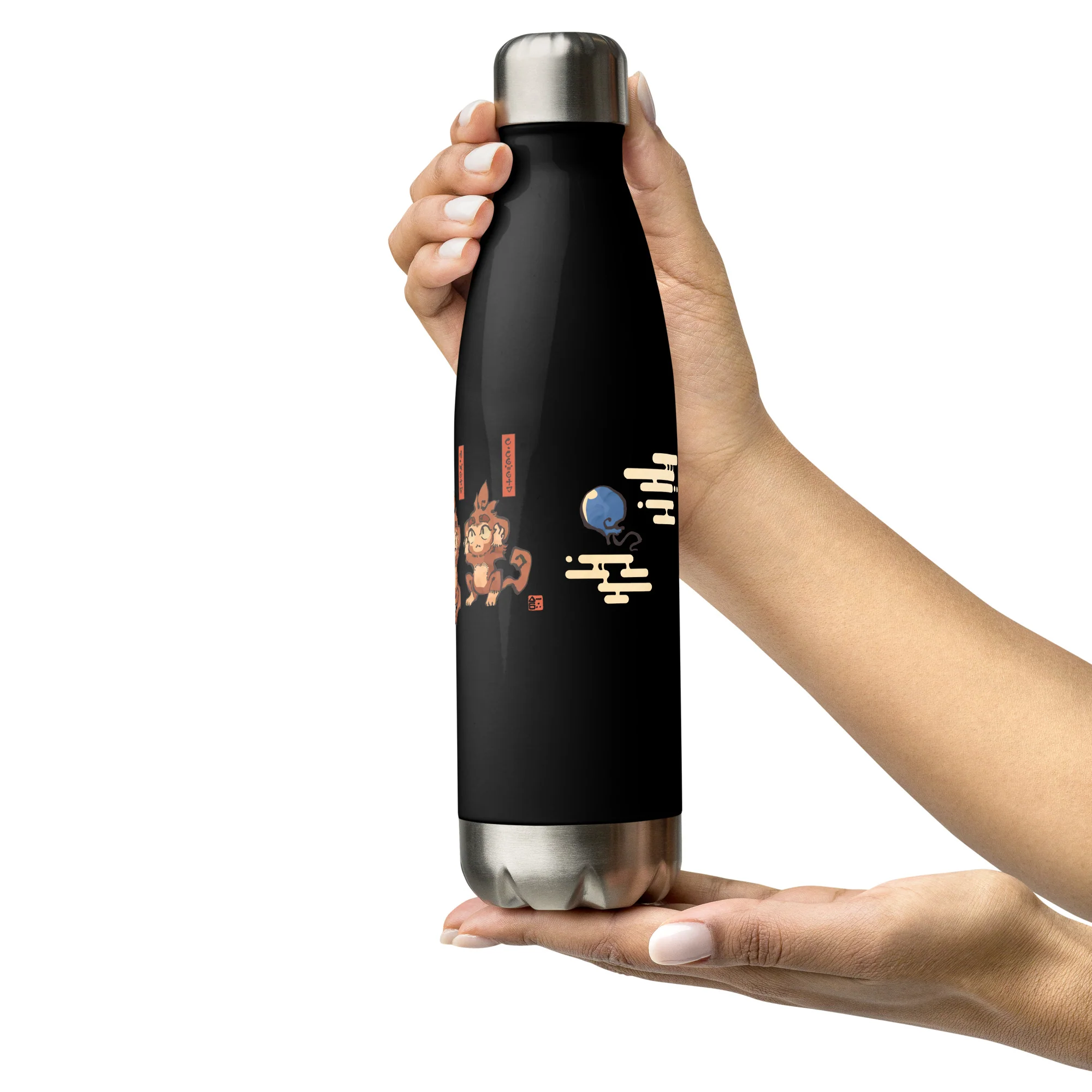 Three Wise Monkeys Stainless Steel Water Bottle - Image 4