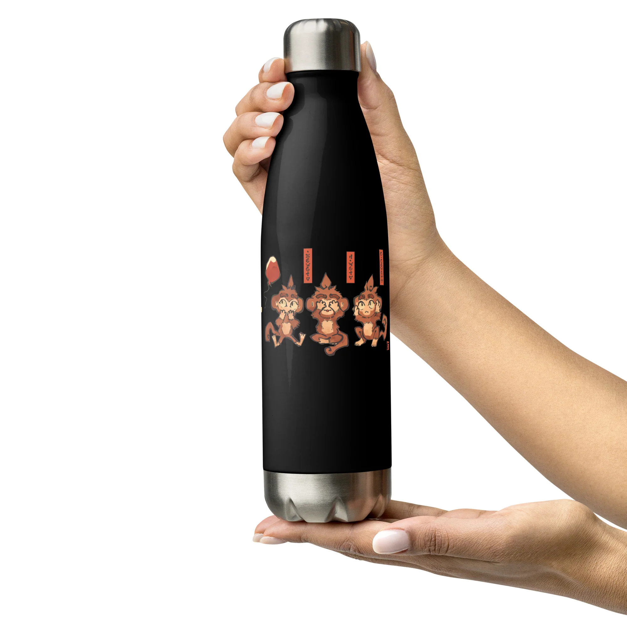 Three Wise Monkeys Stainless Steel Water Bottle - Image 7